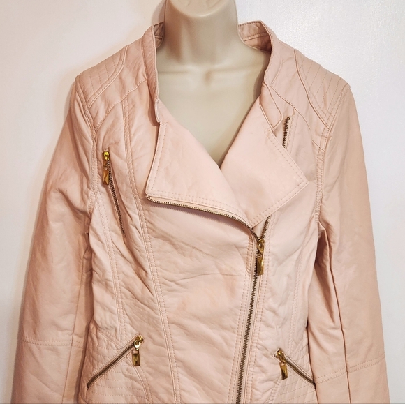 Wet Seal Faux Leather Y2K Moto Jacket Pink X Large - Picture 3 of 13